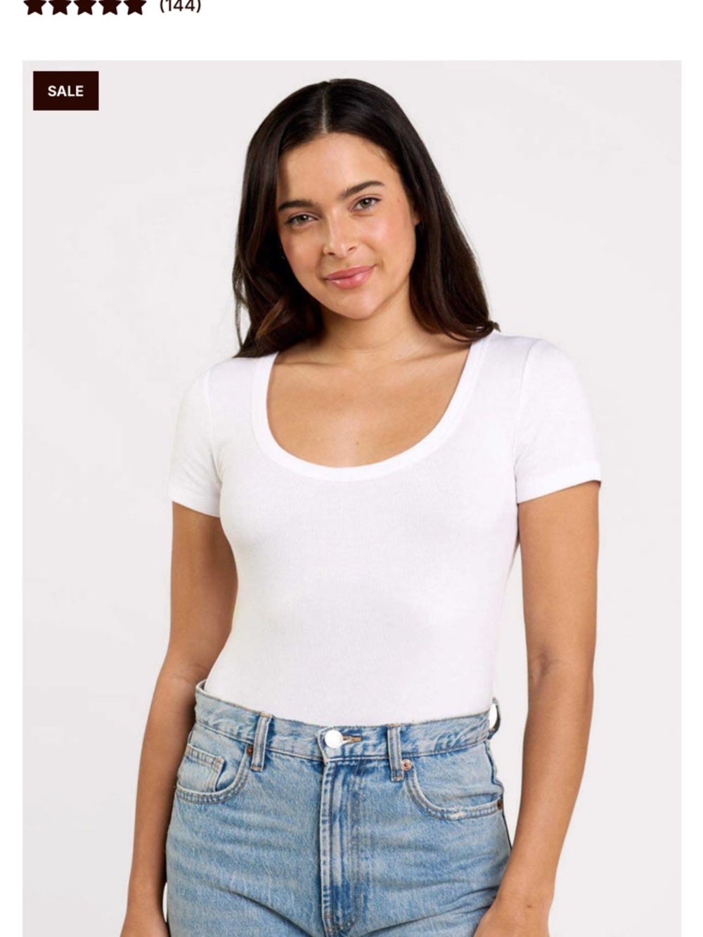 nuuds White Scoop Neck Ribbed Short Sleeve Bodysuit